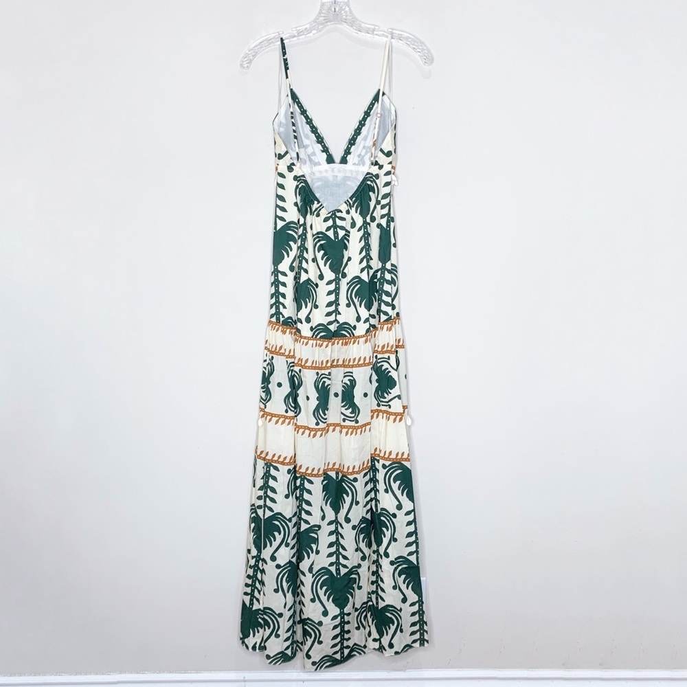 NEW Johanna Ortiz Keeper Maxi Dress (Sz 2) Shell Trim Cotton Poplin Ecru Green - Picture 12 of 16